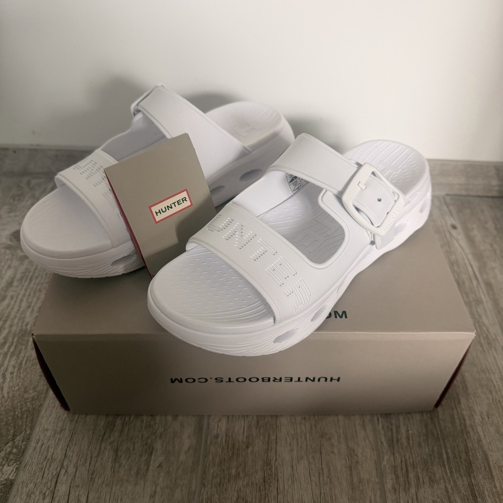 NEW Hunter Women's Greta Slip-on Open Toe Casual Sandals White Sz 9